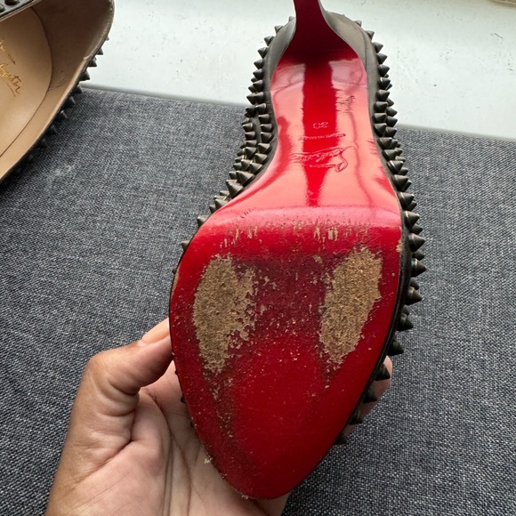 Christian Louboutin Leather Lady Peep spike peep toe platform pumps - Picture 7 of 9